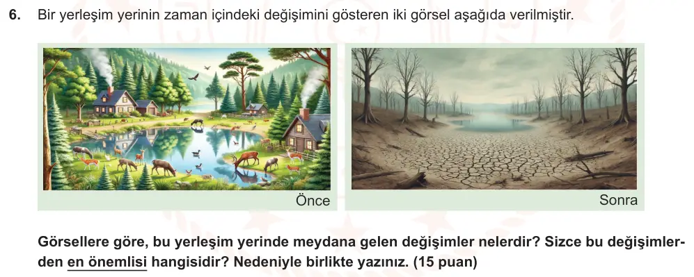 7. Sınıf Türkçe 2024-2025 1. Dönem 2. Yazılı Ortak Sınav 6. Soru (Öğle Oturumu, Özgün ders kitabı) görseli