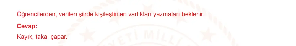 7. Sınıf Türkçe 2024-2025 1. Dönem 2. Yazılı Ortak Sınav 1. Soru (Sabah Oturumu, Mazeret Sınavı, MEB ders kitabı) resmi çözüm görseli
