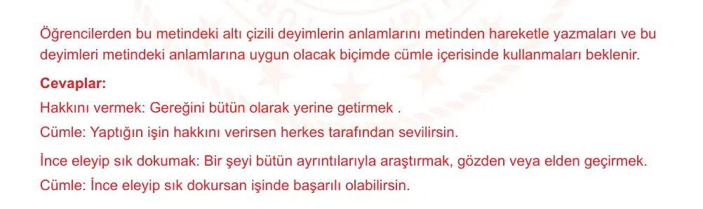 7. Sınıf Türkçe 2024-2025 1. Dönem 2. Yazılı Ortak Sınav 2. Soru (Sabah Oturumu, Mazeret Sınavı, MEB ders kitabı) resmi çözüm görseli