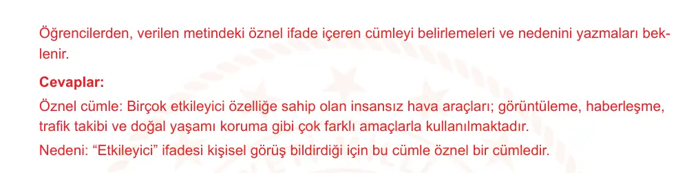 7. Sınıf Türkçe 2024-2025 1. Dönem 2. Yazılı Ortak Sınav 5. Soru (Sabah Oturumu, Mazeret Sınavı, MEB ders kitabı) resmi çözüm görseli