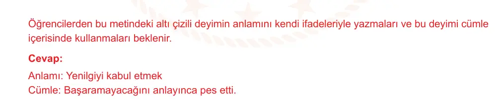 7. Sınıf Türkçe 2024-2025 1. Dönem 2. Yazılı Ortak Sınav 2. Soru (Sabah Oturumu, MEB ders kitabı) resmi çözüm görseli