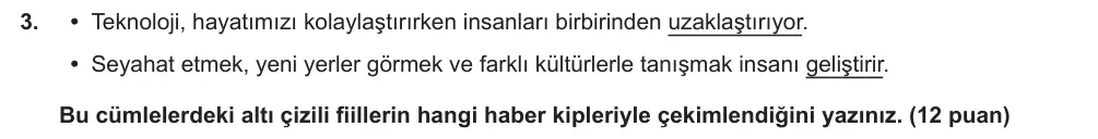 7. Sınıf Türkçe 2024-2025 1. Dönem 2. Yazılı Ortak Sınav 3. Soru (Sabah Oturumu, MEB ders kitabı) görseli