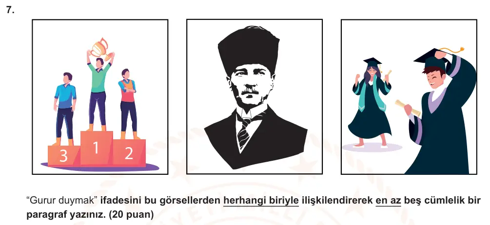 7. Sınıf Türkçe 2024-2025 1. Dönem 2. Yazılı Ortak Sınav 7. Soru (Sabah Oturumu, MEB ders kitabı) görseli