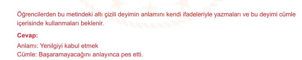 7. Sınıf Türkçe 2024-2025 1. Dönem 2. Yazılı Ortak Sınav 2. Soru (Sabah Oturumu, Özgün ders kitabı) resmi çözüm görseli