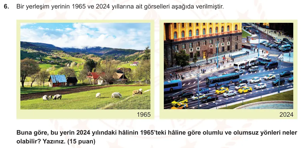 7. Sınıf Türkçe 2024-2025 1. Dönem 2. Yazılı Ortak Sınav 6. Soru (Sabah Oturumu, Özgün ders kitabı) görseli