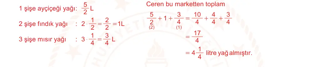 6. Sınıf Matematik 2024-2025 2. Dönem 1. Yazılı Ortak Sınav 1. Soru (Öğle Oturumu, MEB ders kitabı) resmi çözüm görseli