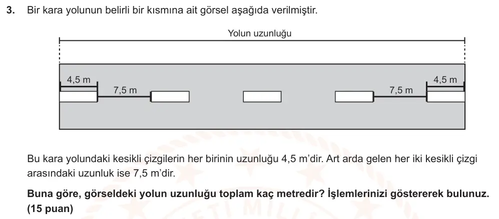 6. Sınıf Matematik 2024-2025 2. Dönem 1. Yazılı Ortak Sınav 3. Soru (Öğle Oturumu, MEB ders kitabı) görseli
