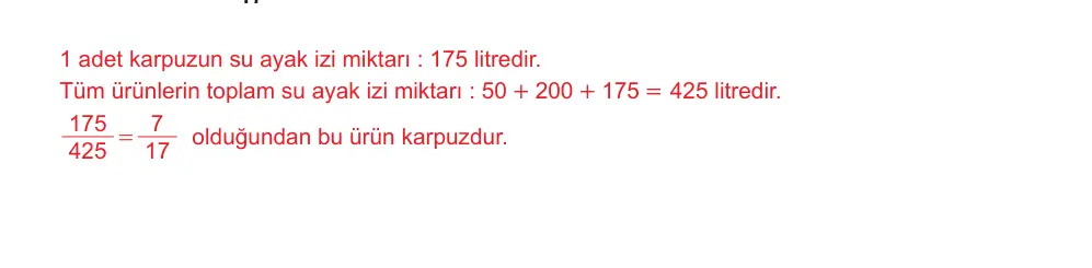 6. Sınıf Matematik 2024-2025 2. Dönem 1. Yazılı Ortak Sınav 4. Soru (Öğle Oturumu, MEB ders kitabı) resmi çözüm görseli