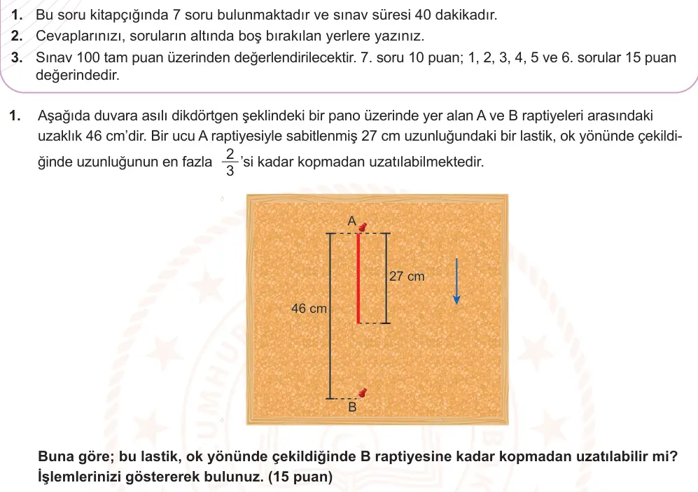 6. Sınıf Matematik 2024-2025 2. Dönem 1. Yazılı Ortak Sınav 1. Soru (Sabah Oturumu, Mazeret Sınavı) görseli