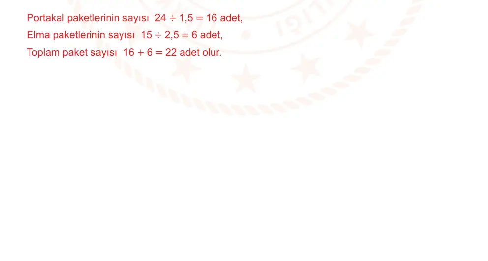 6. Sınıf Matematik 2024-2025 2. Dönem 1. Yazılı Ortak Sınav 3. Soru (Sabah Oturumu, Mazeret Sınavı) resmi çözüm görseli