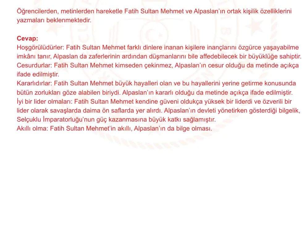 6. Sınıf Türkçe 2024-2025 2. Dönem 1. Yazılı Ortak Sınav 5. Soru (Öğle Oturumu, Mazeret Sınavı, MEB ders kitabı) resmi çözüm görseli