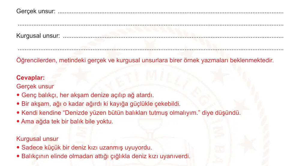 6. Sınıf Türkçe 2024-2025 2. Dönem 1. Yazılı Ortak Sınav 6. Soru (Öğle Oturumu, Mazeret Sınavı, MEB ders kitabı) resmi çözüm görseli