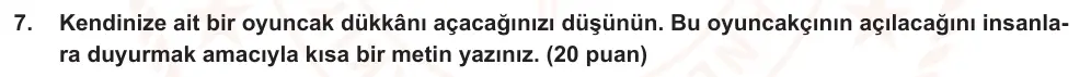 6. Sınıf Türkçe 2024-2025 2. Dönem 1. Yazılı Ortak Sınav 7. Soru (Öğle Oturumu, Mazeret Sınavı, MEB ders kitabı) görseli