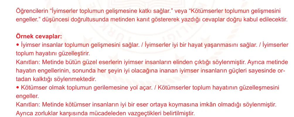 6. Sınıf Türkçe 2024-2025 2. Dönem 1. Yazılı Ortak Sınav 2. Soru (Sabah Oturumu, Mazeret Sınavı, MEB ders kitabı) resmi çözüm görseli
