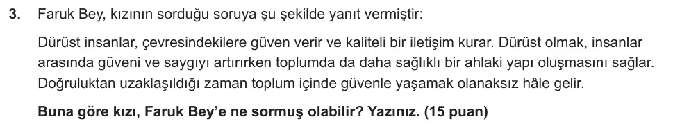6. Sınıf Türkçe 2024-2025 2. Dönem 1. Yazılı Ortak Sınav 3. Soru (Sabah Oturumu, Mazeret Sınavı, MEB ders kitabı) görseli