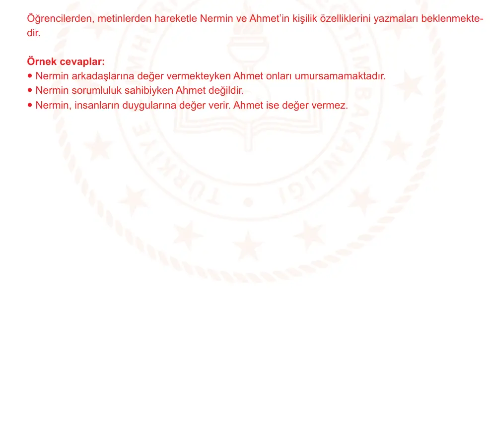 6. Sınıf Türkçe 2024-2025 2. Dönem 1. Yazılı Ortak Sınav 5. Soru (Sabah Oturumu, Mazeret Sınavı, MEB ders kitabı) resmi çözüm görseli