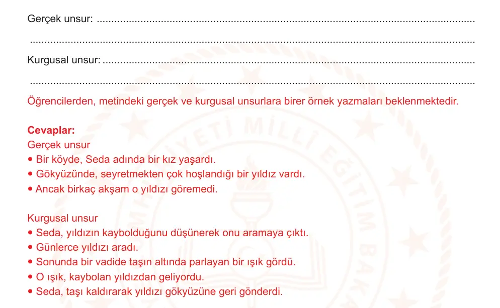 6. Sınıf Türkçe 2024-2025 2. Dönem 1. Yazılı Ortak Sınav 6. Soru (Sabah Oturumu, Mazeret Sınavı, Yıldırım ders kitabı) resmi çözüm görseli