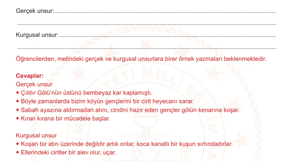 6. Sınıf Türkçe 2024-2025 2. Dönem 1. Yazılı Ortak Sınav 6. Soru (Sabah Oturumu, MEB ders kitabı) resmi çözüm görseli