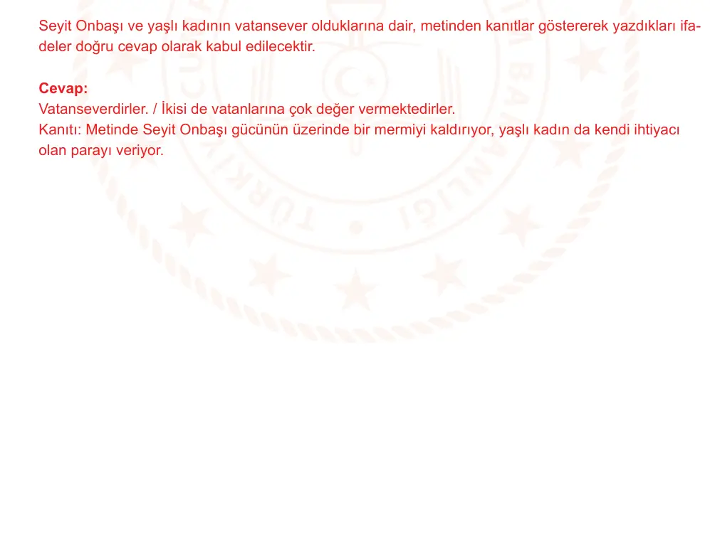 6. Sınıf Türkçe 2024-2025 2. Dönem 1. Yazılı Ortak Sınav 5. Soru (Sabah Oturumu, Yıldırım ders kitabı) resmi çözüm görseli
