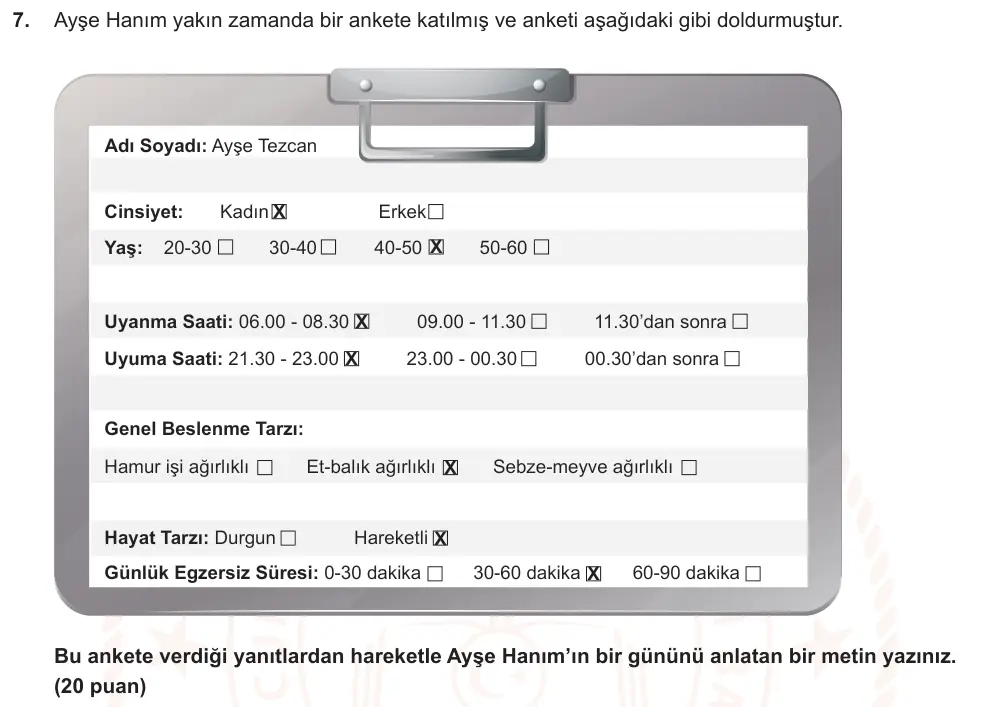 6. Sınıf Türkçe 2024-2025 2. Dönem 1. Yazılı Ortak Sınav 7. Soru (Sabah Oturumu, Yıldırım ders kitabı) görseli