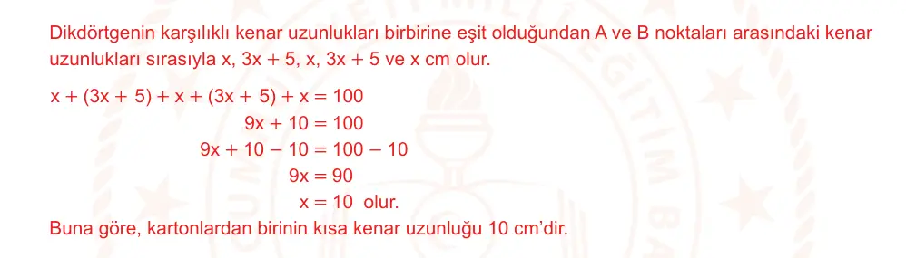 7. Sınıf Matematik 2024-2025 2. Dönem 1. Yazılı Ortak Sınav 2. Soru (Öğle Oturumu, Mazeret Sınavı) resmi çözüm görseli
