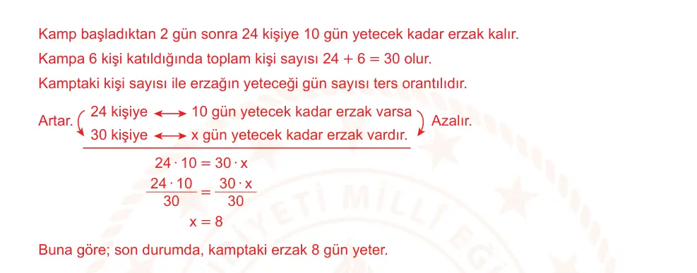 7. Sınıf Matematik 2024-2025 2. Dönem 1. Yazılı Ortak Sınav 6. Soru (Öğle Oturumu, Mazeret Sınavı) resmi çözüm görseli