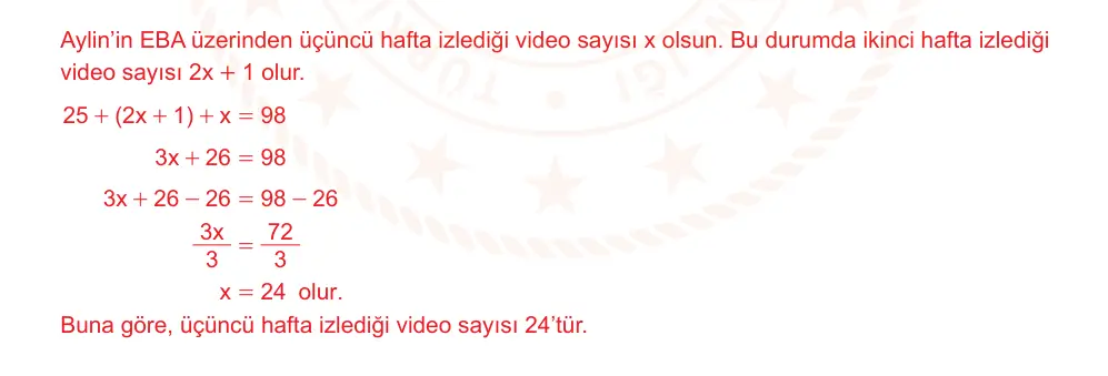 7. Sınıf Matematik 2024-2025 2. Dönem 1. Yazılı Ortak Sınav 2. Soru (Öğle Oturumu, MEB ders kitabı) resmi çözüm görseli