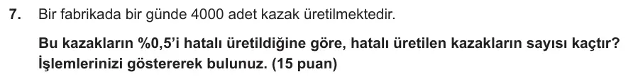 7. Sınıf Matematik 2024-2025 2. Dönem 1. Yazılı Ortak Sınav 7. Soru (Öğle Oturumu, MEB ders kitabı) görseli