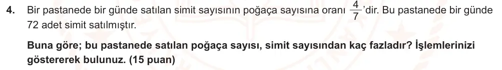 7. Sınıf Matematik 2024-2025 2. Dönem 1. Yazılı Ortak Sınav 4. Soru (Sabah Oturumu, Mazeret Sınavı) görseli