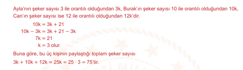 7. Sınıf Matematik 2024-2025 2. Dönem 1. Yazılı Ortak Sınav 5. Soru (Sabah Oturumu, Mazeret Sınavı) resmi çözüm görseli
