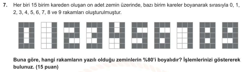 7. Sınıf Matematik 2024-2025 2. Dönem 1. Yazılı Ortak Sınav 7. Soru (Sabah Oturumu, Mazeret Sınavı) görseli