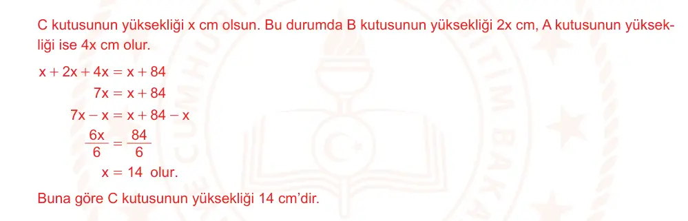 7. Sınıf Matematik 2024-2025 2. Dönem 1. Yazılı Ortak Sınav 3. Soru (Sabah Oturumu, MEB ders kitabı) resmi çözüm görseli
