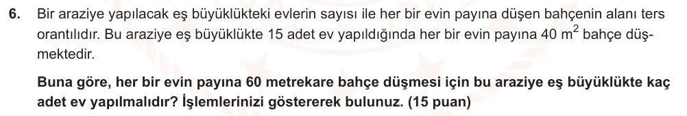 7. Sınıf Matematik 2024-2025 2. Dönem 1. Yazılı Ortak Sınav 6. Soru (Sabah Oturumu, MEB ders kitabı) görseli