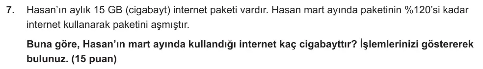 7. Sınıf Matematik 2024-2025 2. Dönem 1. Yazılı Ortak Sınav 7. Soru (Sabah Oturumu, MEB ders kitabı) görseli