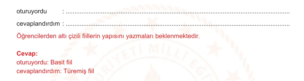 7. Sınıf Türkçe 2024-2025 2. Dönem 1. Yazılı Ortak Sınav 1. Soru (Öğle Oturumu, Mazeret Sınavı) resmi çözüm görseli