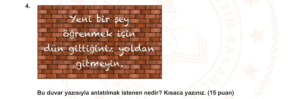 7. Sınıf Türkçe 2024-2025 2. Dönem 1. Yazılı Ortak Sınav 4. Soru (Öğle Oturumu, Mazeret Sınavı) görseli