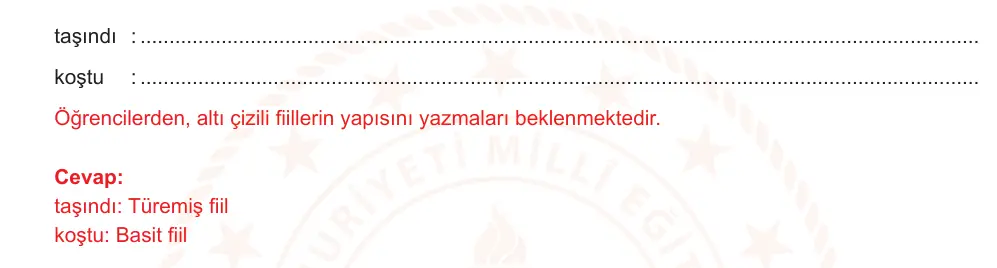 7. Sınıf Türkçe 2024-2025 2. Dönem 1. Yazılı Ortak Sınav 1. Soru (Sabah Oturumu, Mazeret Sınavı) resmi çözüm görseli