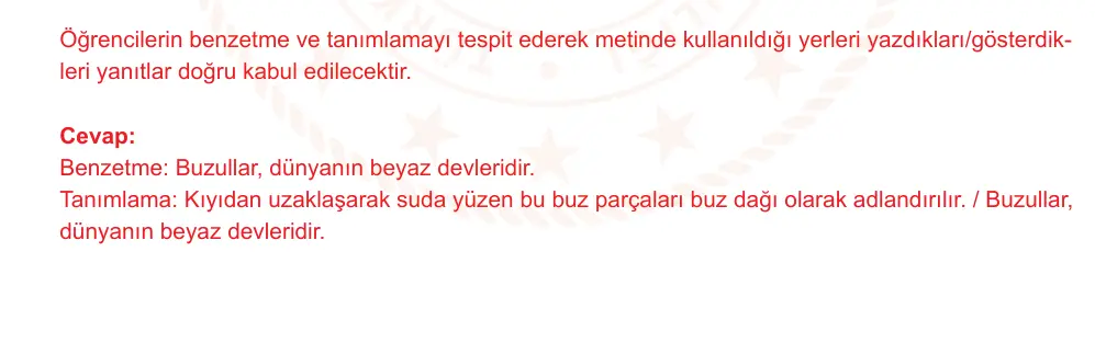 7. Sınıf Türkçe 2024-2025 2. Dönem 1. Yazılı Ortak Sınav 2. Soru (Sabah Oturumu, Mazeret Sınavı) resmi çözüm görseli