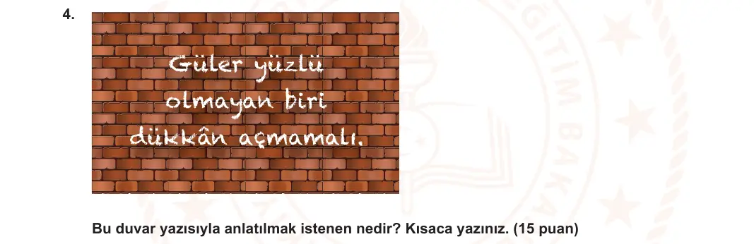 7. Sınıf Türkçe 2024-2025 2. Dönem 1. Yazılı Ortak Sınav 4. Soru (Sabah Oturumu, Mazeret Sınavı) görseli