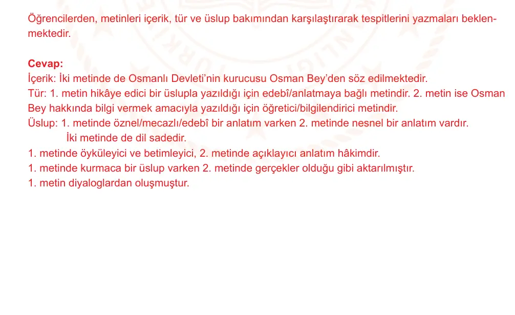 9. Sınıf Türk Dili ve Edebiyatı 2024-2025 2. Dönem 1. Yazılı Ortak Sınav 3. Soru (Öğle Oturumu, MEB ders kitabı) resmi çözüm görseli