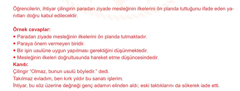 9. Sınıf Türk Dili ve Edebiyatı 2024-2025 2. Dönem 1. Yazılı Ortak Sınav 5. Soru (Öğle Oturumu, MEB ders kitabı) resmi çözüm görseli