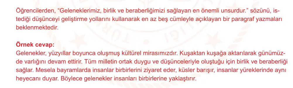 9. Sınıf Türk Dili ve Edebiyatı 2024-2025 2. Dönem 1. Yazılı Ortak Sınav 7. Soru (Öğle Oturumu, MEB ders kitabı) resmi çözüm görseli