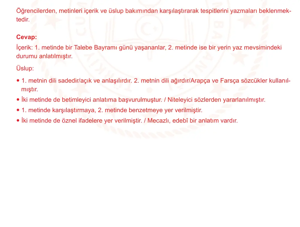 9. Sınıf Türk Dili ve Edebiyatı 2024-2025 2. Dönem 1. Yazılı Ortak Sınav 5. Soru (Sabah Oturumu, Mazeret Sınavı) resmi çözüm görseli