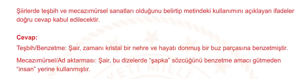 9. Sınıf Türk Dili ve Edebiyatı 2024-2025 2. Dönem 1. Yazılı Ortak Sınav 6. Soru (Sabah Oturumu, Mazeret Sınavı) resmi çözüm görseli