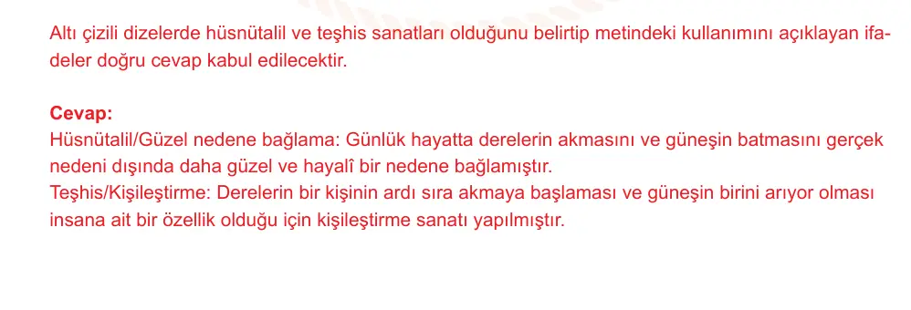 9. Sınıf Türk Dili ve Edebiyatı 2024-2025 2. Dönem 1. Yazılı Ortak Sınav 5. Soru (Sabah Oturumu, MEB ders kitabı) resmi çözüm görseli