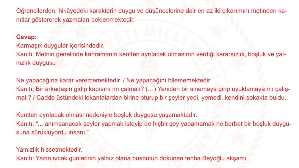 9. Sınıf Türk Dili ve Edebiyatı 2024-2025 2. Dönem 1. Yazılı Ortak Sınav 6. Soru (Sabah Oturumu, MEB ders kitabı) resmi çözüm görseli
