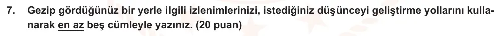 9. Sınıf Türk Dili ve Edebiyatı 2024-2025 2. Dönem 1. Yazılı Ortak Sınav 7. Soru (Sabah Oturumu, MEB ders kitabı) görseli