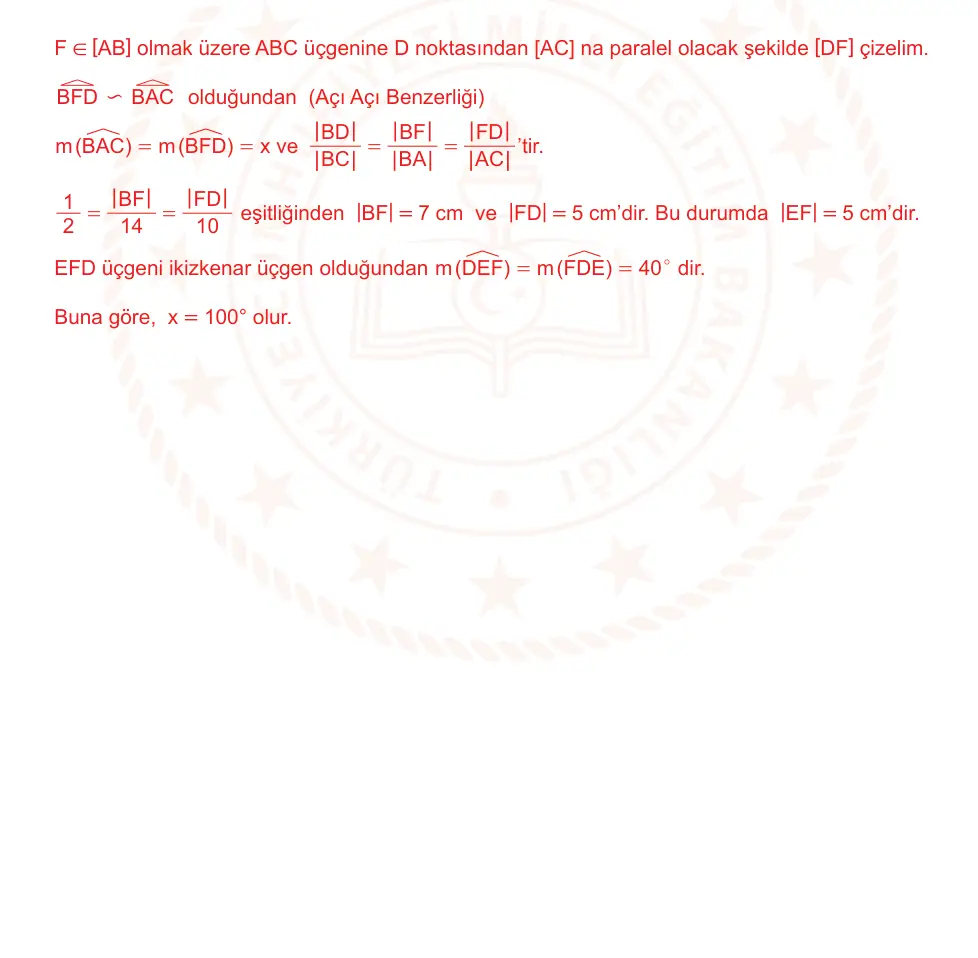 9. Sınıf Matematik 2024-2025 2. Dönem 1. Yazılı Ortak Sınav 3. Soru (Öğle Oturumu, Mazeret Sınavı) resmi çözüm görseli
