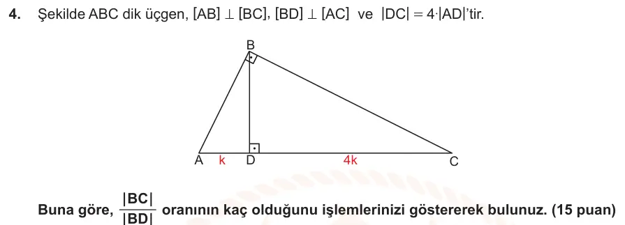 9. Sınıf Matematik 2024-2025 2. Dönem 1. Yazılı Ortak Sınav 4. Soru (Öğle Oturumu, Mazeret Sınavı) görseli