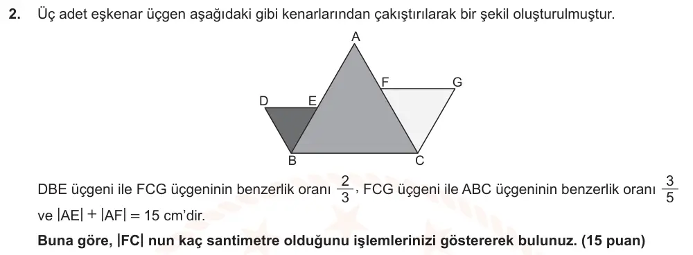 9. Sınıf Matematik 2024-2025 2. Dönem 1. Yazılı Ortak Sınav 2. Soru (Öğle Oturumu, MEB ders kitabı) görseli